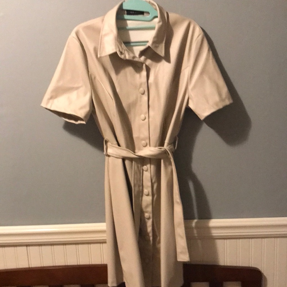 CREAM faux leather belted mini dress. Size 10